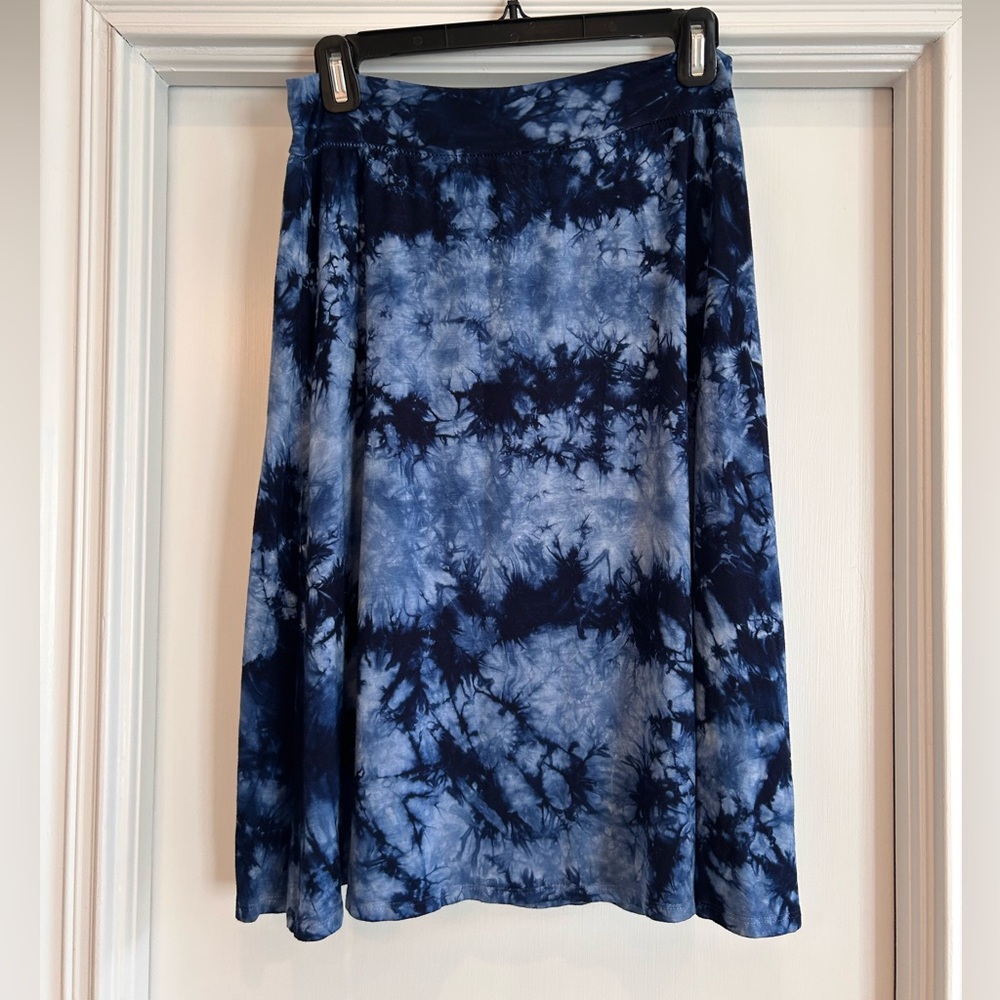 Tryst Navy and Light Blue A-Line Skirt